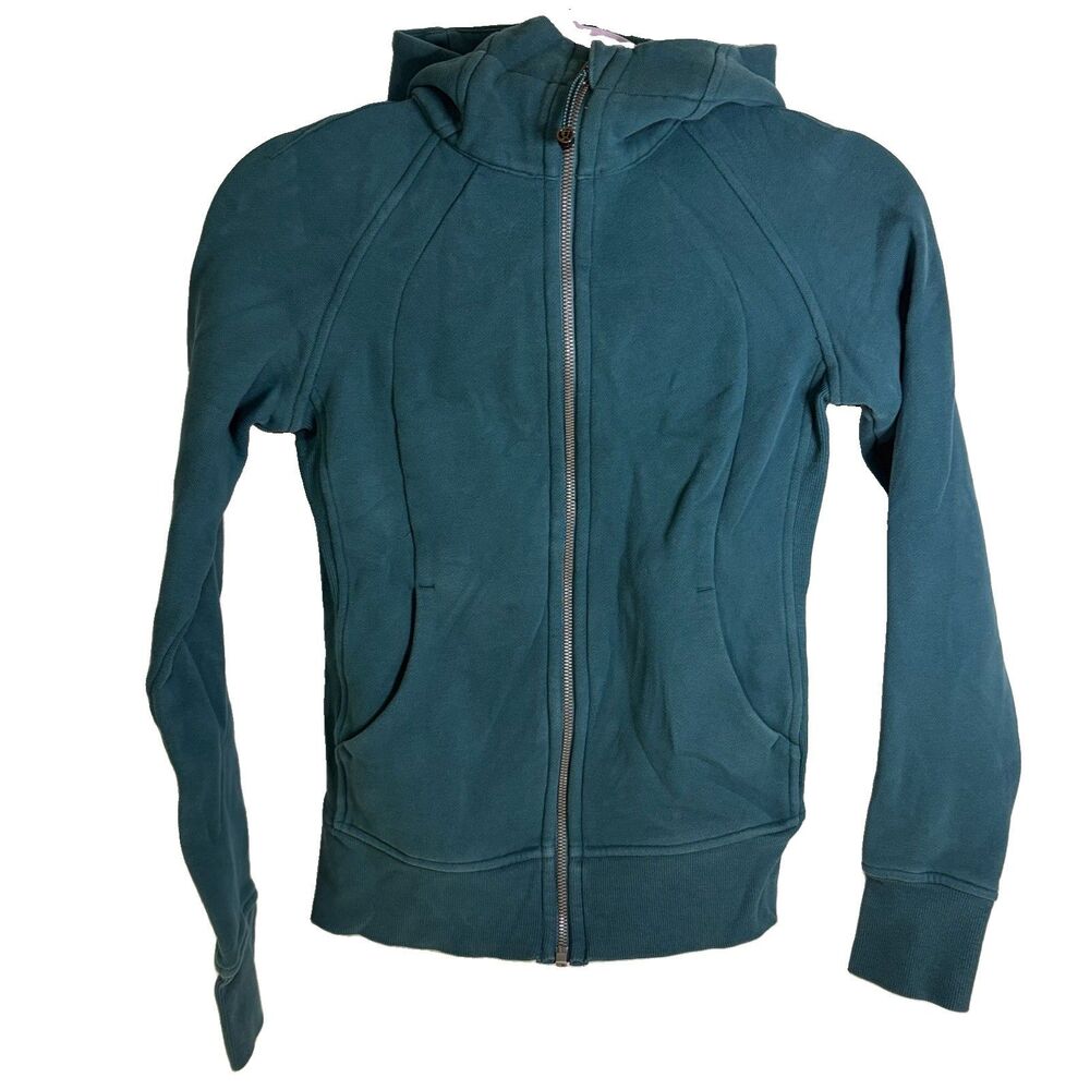 Lululemon Women’s Classic Full Zip Scuba Hoodie Teal Green Blue Size 2